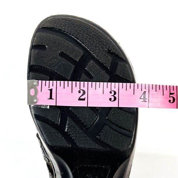 BOC Born Concept Brown Clogs wedge heel brass buckle tooled black straps SZ 8 - Picture 12 of 12